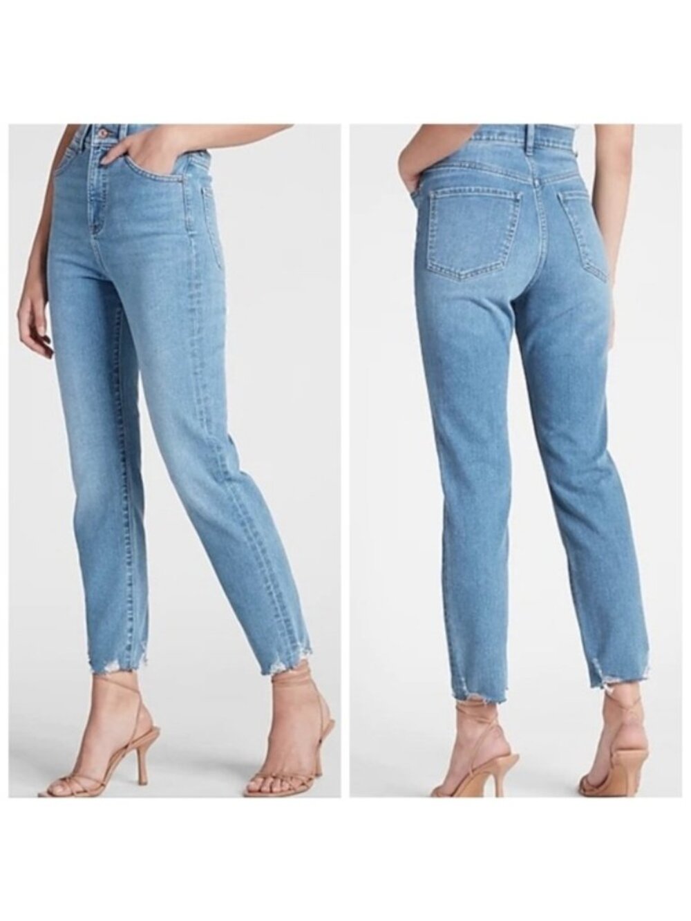 Express Slim Leg Super High Rise Waist Raw Hem Jeans Women's Size 4